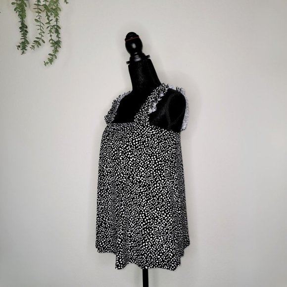 BLACK POLKA DOT RUFFLE TANK TOP FOR WOMEN - Picture 2 of 7